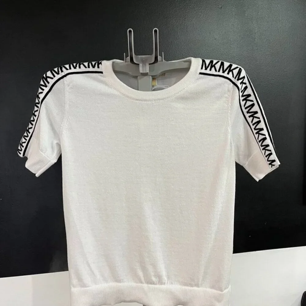 Michael Kors White Logo Tape Sweater | Size S | NWT